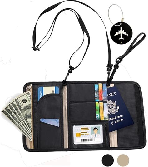 leather passport wallet with rfid protection|passport wallet with neck strap.